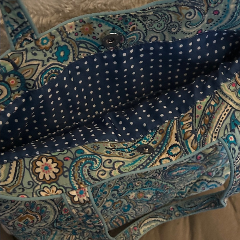Vera Bradley Teal and Blue Paisley Tote - Picture 2 of 2
